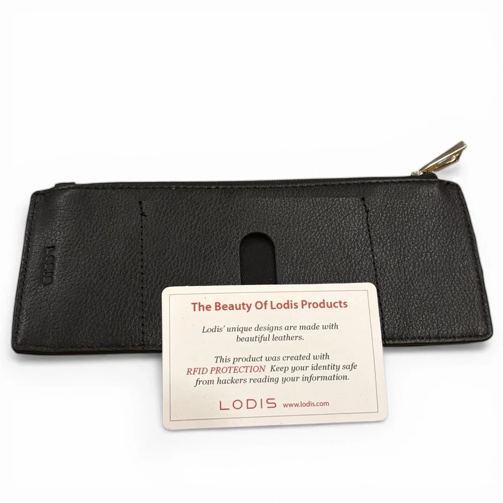 Lodis‎ Julia RFID Leather Slim Zip Wallet Black New